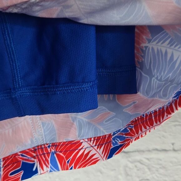 NWT Men's XXL Resort Swim Trunks Red Blue Palm Print Lined Water Shorts Beach - Picture 8 of 15